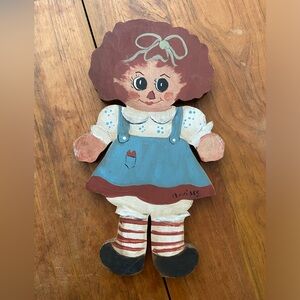 Vintage Raggedy Ann Painted Wall Hanging